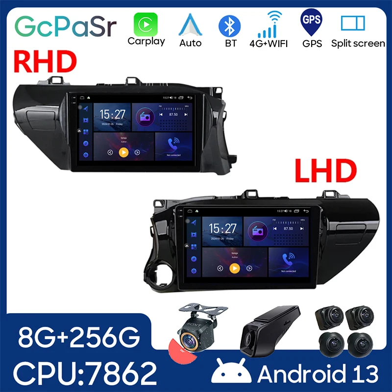 

Car Android For Toyota Hilux Pick Up AN120 2015 - 2020 LHD RHD Auto Radio GPS Navigation Multimedia Stereo Player 4G No 2din DVD