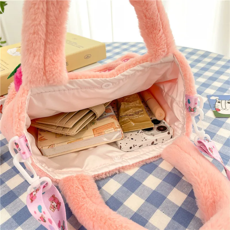 Sanrio Hello Kitty Plush Bag Kawaii Kuromi My Melody Cute Cartoon Anime Handbag Cinnamoroll Storage Tote Bags Women Girl Gifts