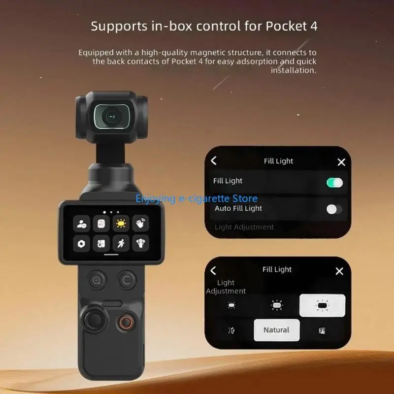 Portable Fill Light for Low Light Front Video and Live Streaming, Camera Attachment with Folding Light Arm, Soft Diffused
