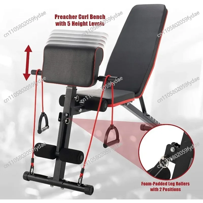 Folding dumbbell stool Supine board Household dumbbell stool Supine sit-up aid Abdominal device Free installation