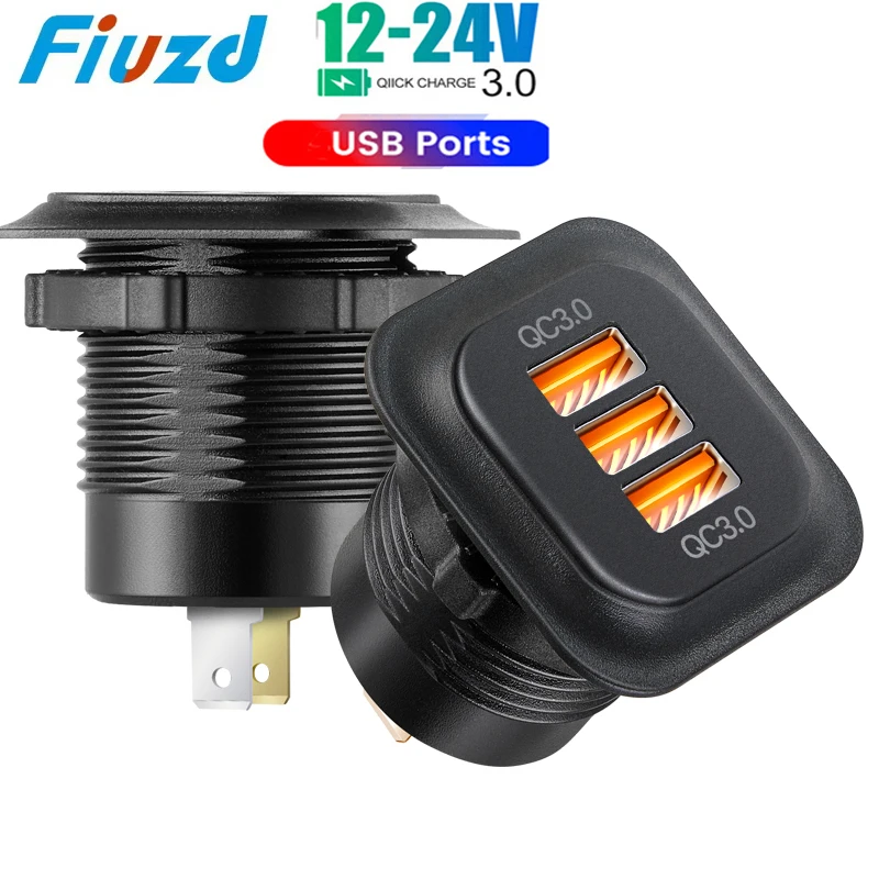 Universal Motorcycle Car Charger LED Light USB TYPE-C Charger Power Socket Cigarette Light for Auto Truck ATV Boat