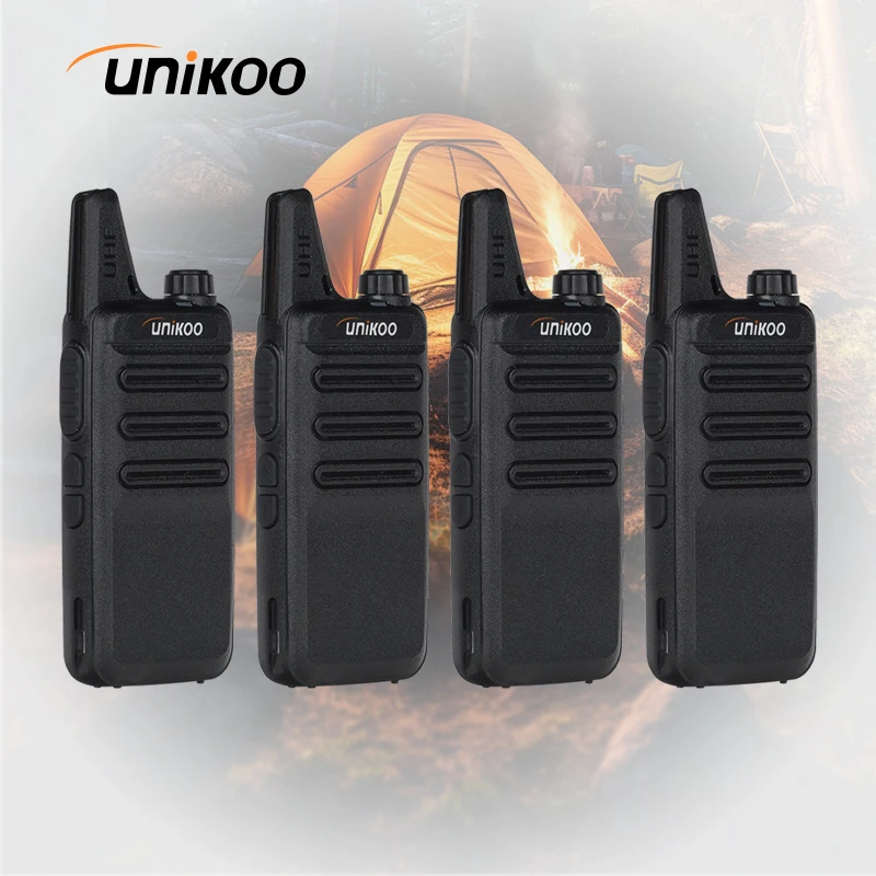 UNIKOO UK234 Mini Walkie Talkie 4 Pcs Walkie-talkies PMR446 FRS VOX Portable Two Way Radio Station for Restaurant Hotel