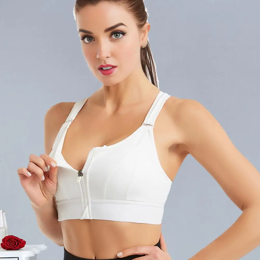 

Women Bra Wireless Shockproof Push-up Sports Bra for Women with Front Zipper Closure Hollow Back Plus Size Vest Type Yoga Lady