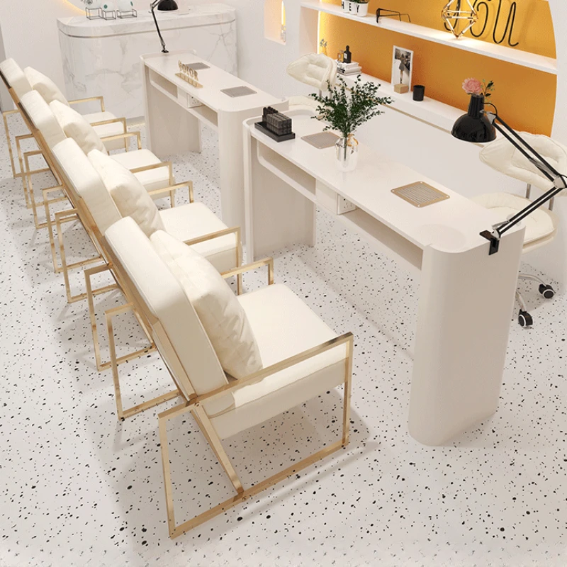 Kawaii Workstation Manicure Table Professionals White Designer Modern Nail Desk Nordic Aesthetic Nagel Tafel Nail Spa Furniture