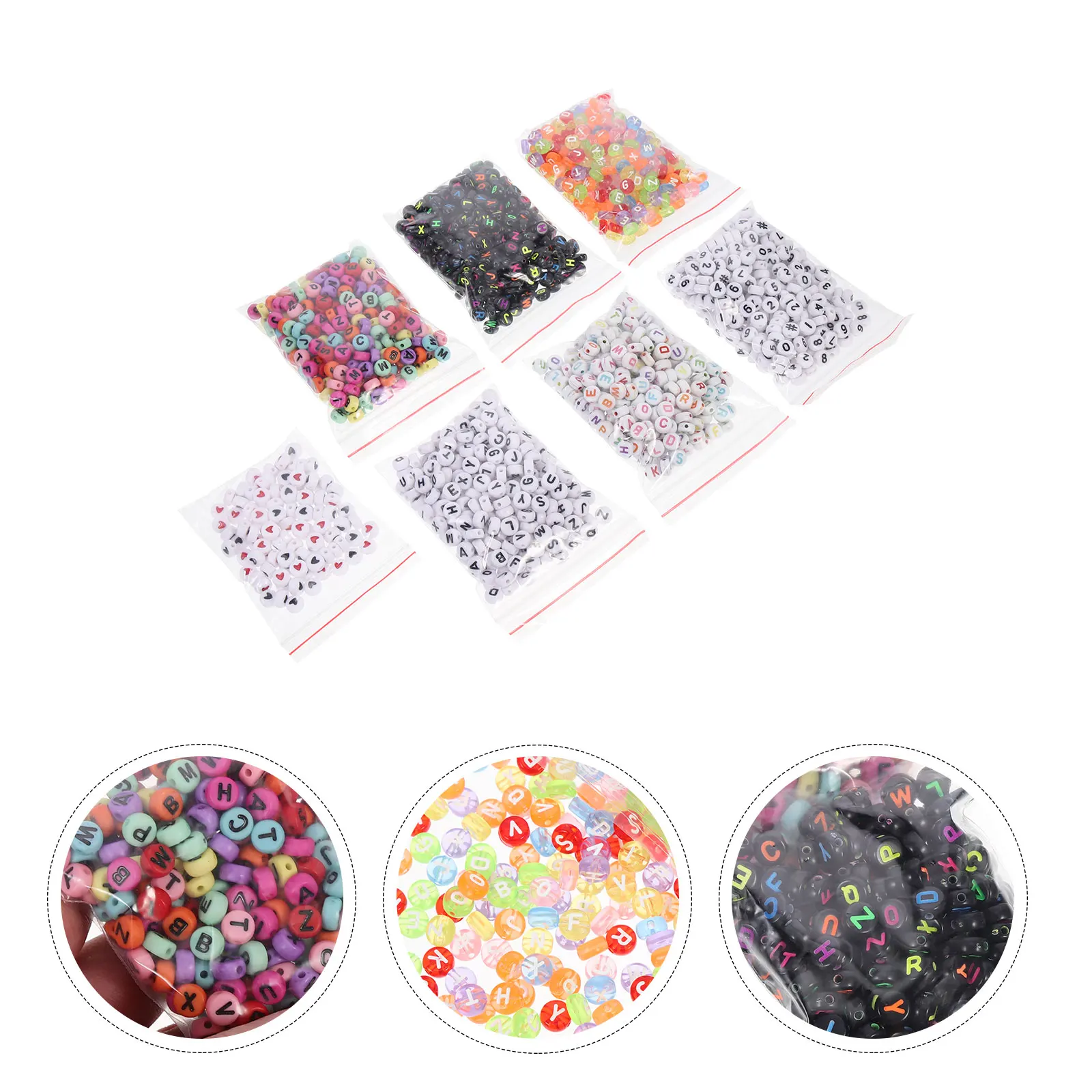 

1900 Pcs Alphabets and Sparse Beads Number Round Letter Craft Charms for Bracelets Jewelry Accessories Seamless