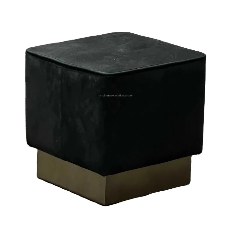 Matte Leather Pedal Rest Stool with Metal Bottom Leisure Chair Style for Hotel Bedroom School Park Exterior Home Bar