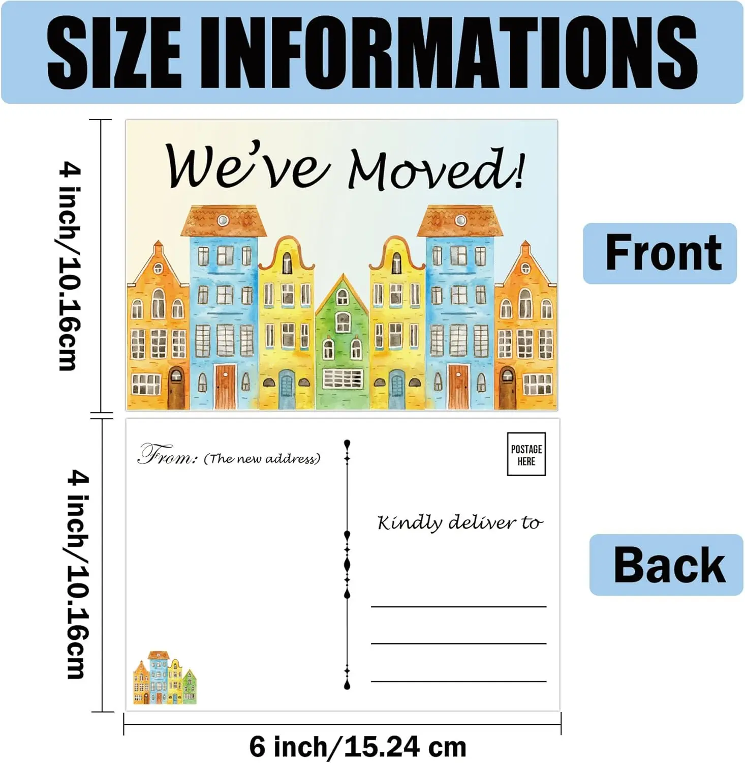 We've Moved - Moving Announcement Postcards 4 x 6 Inch Change of Address Blank Cards Moving Announcement Cards 50 Pcs