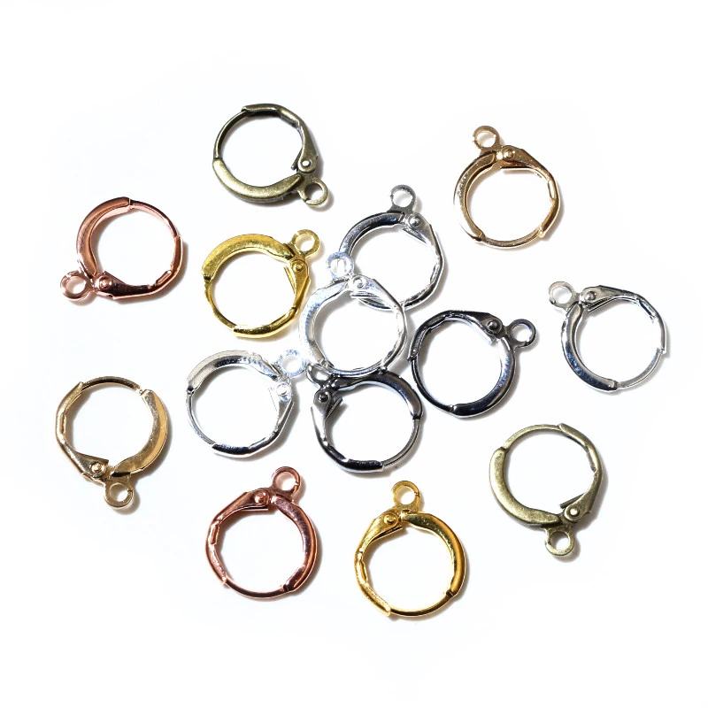 30pcs 14x12mm Thick French Earring Hooks Wire Clips Bronze Gold Silver Color DIY Jewelry Making Findings Accessories