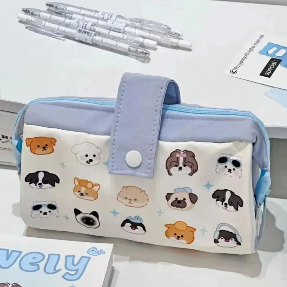 Saco de lápis de grande capacidade para crianças Bolsa cosmética, papelaria, saco de armazenamento, padrão animal, Desktop Organizer