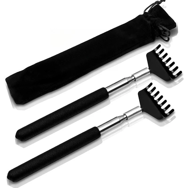 

2 Pack Portable Extendable Back Scratcher, Kuvvfe Stainless Steel Telescoping Back Scratcher with Beautiful Present Packaging