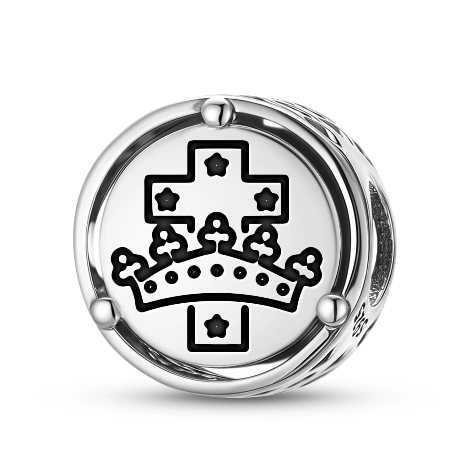 

925 Sterling Silver Templar The Crown and The Cross Charm Fit Original Bracelet Diy Jewelry Accessories Family Bead