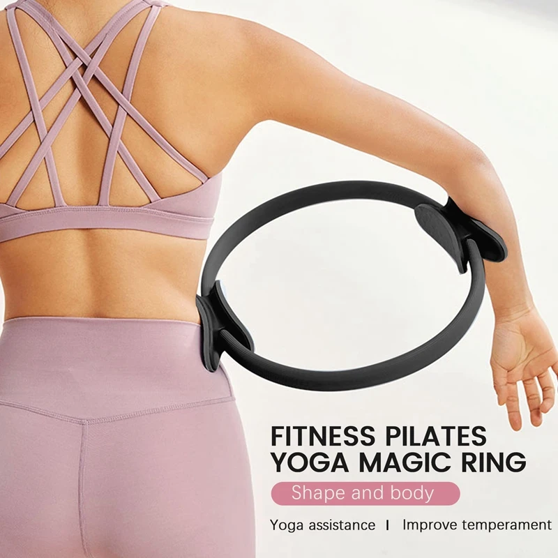 Pilates Ring Magic Circle Body Sport Exercise Fitness Strength Yoga Tool-Black