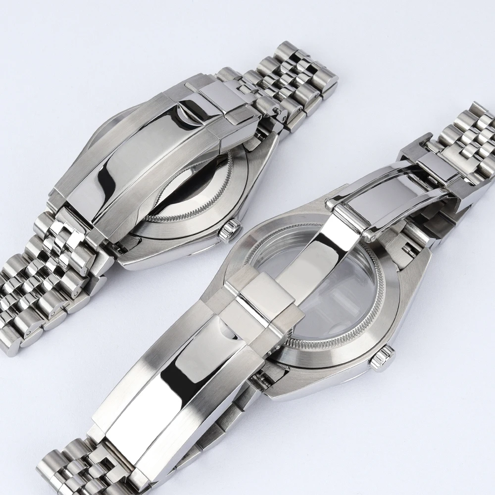 36mm/39mm Uhrengehäuse mit Glide-Lock-Armband, wasserdicht, Saphirglas, für NH35 NH36 Miyota 8215 Uhrwerk, Datejust Oyster Air King Stil – Detail 3