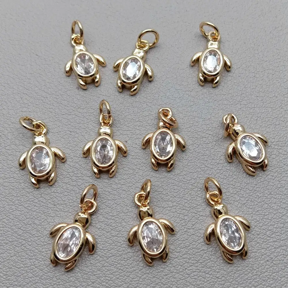 

20 PCS 9x14mm 18K Gold Plated Turtle Crystal Jewelry Charm pendant Accessories