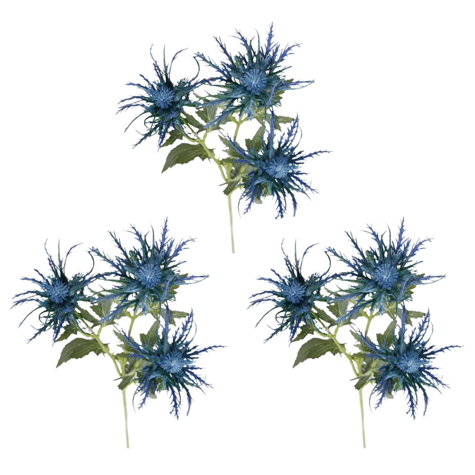 

3Pcs Simulation Eryngium Flowers Artificial Fake Plant Show Window Ornaments Party Home Decoration Supplies