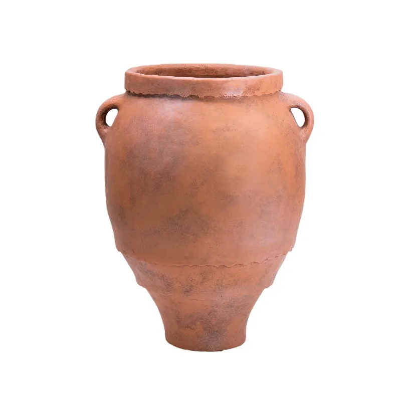 Factory outdoor living room floor-to-ceiling retro cement large flower pot ceramic pot hotel outdoor courtyard