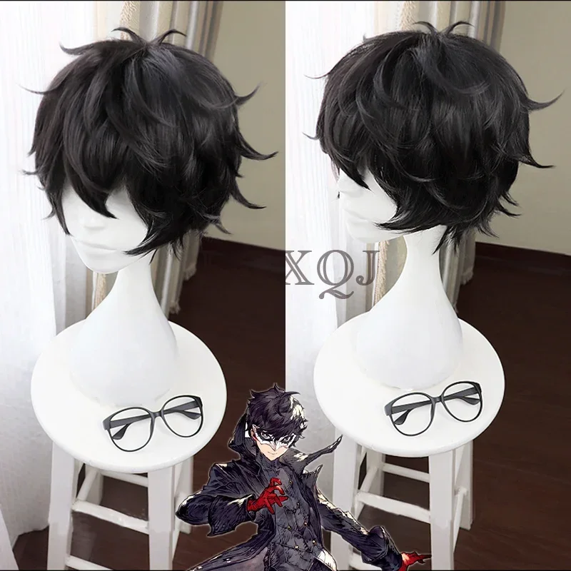 Gamen Persona 5 P5 Cosplay Amamiya Ren Wigs Black Kurusu Akira Cosplay Wigs Heat Resistant Hair Anime Wigs In Stock + Wig Cap