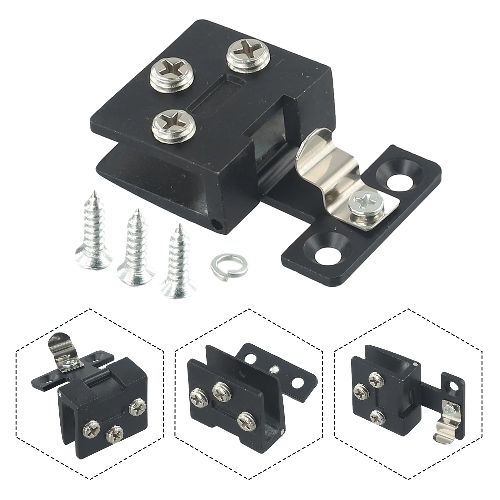 Brand New Cabinet Hinges Furniture Hardware Shower Glass 1pc Black / Silver Cabinet Gate Clamp Cupboard Display