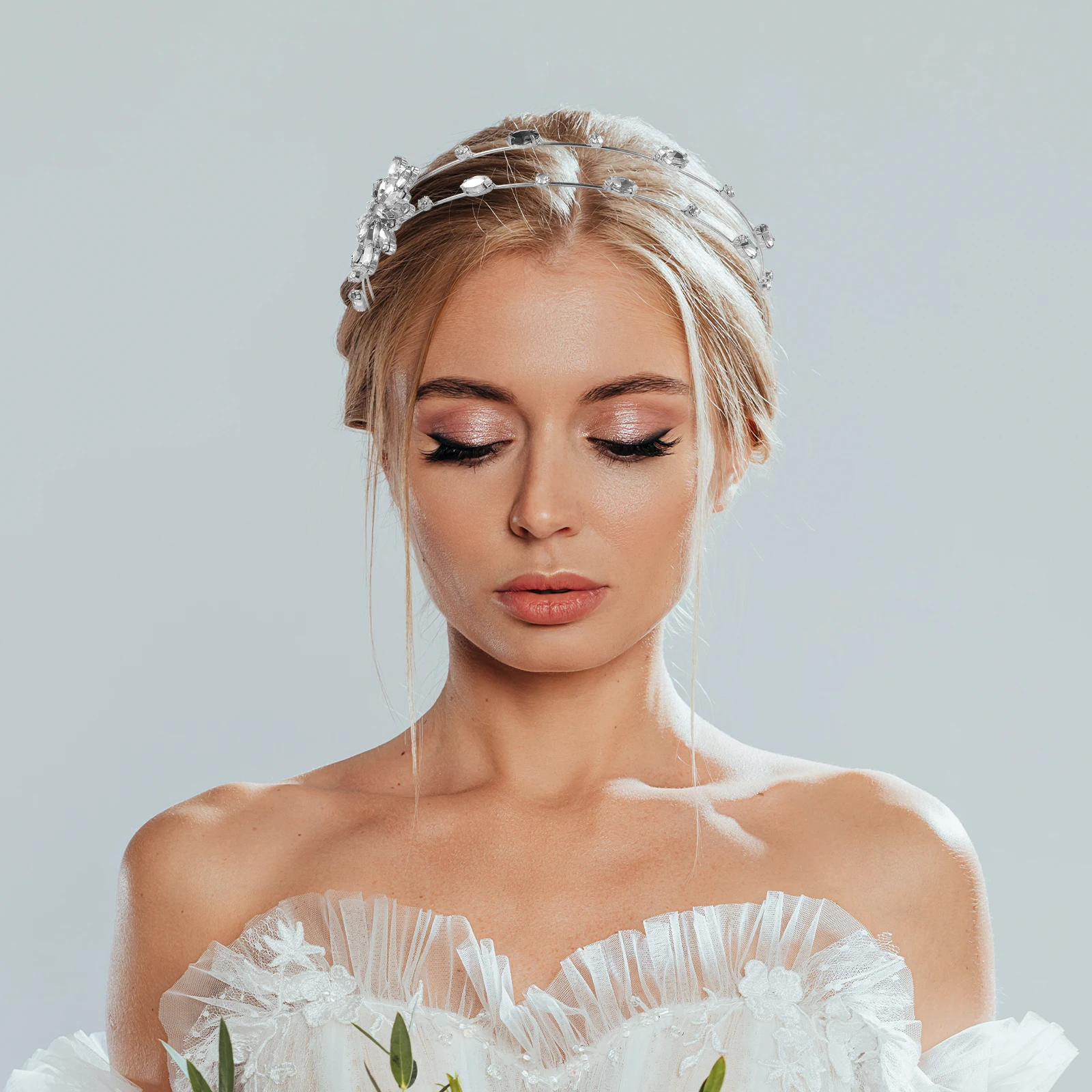 

Snowflake Crystal Headbands Silver Women Hair Accessories Bride Headdress Party Bands Thin Hair Decor Dance Occasions