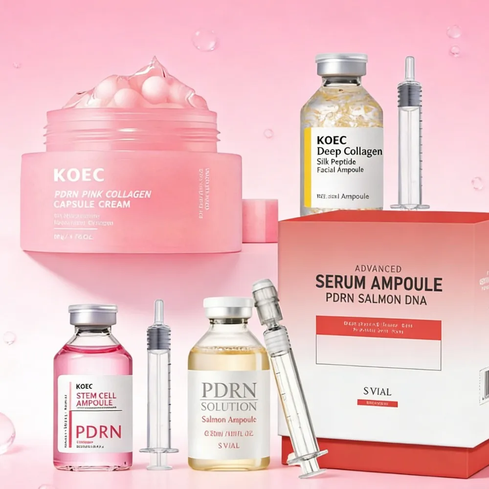 Set de Esencia Facial con Suero de Salmón KOEC, Ampolla de Células Madre, Hidratación Profunda, Suavizante, Cuidado Avanzado de la Piel, Péptidos, Lifting, Hidratante