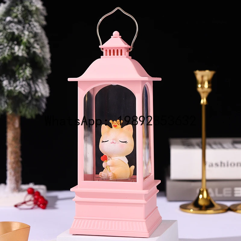 XL Creative Cartoon Rotating Animal Music Box with Light and Snow Effect Eight-Tone Box Ornament Scene