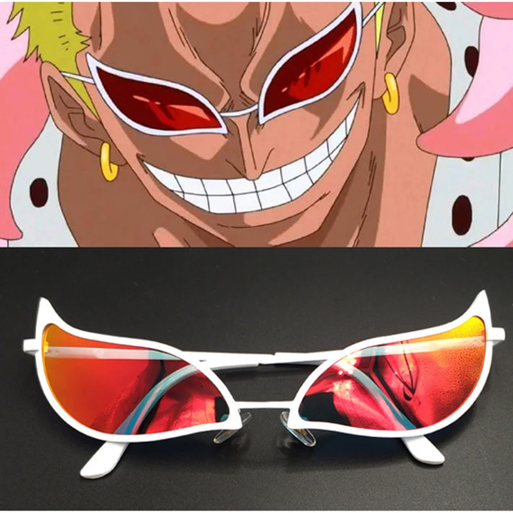 Donquixote PVC Sunglasses Doflamingo Cosplay Glasses Anime Cat Eye Sunglasses for Women Men Funny Christmas Gift Party