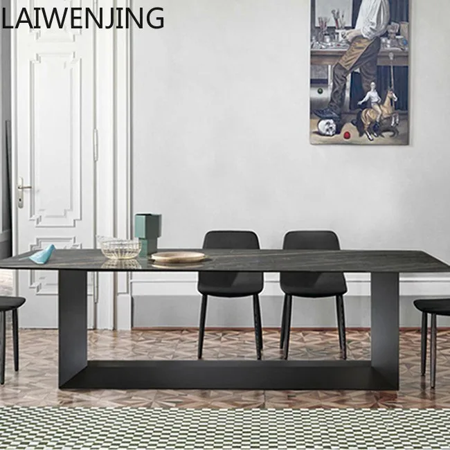 HLZ Modern Minimalist Rock Plate Dining Table Light Luxury Creative Large and Small Apartment Household High-End Rectangular