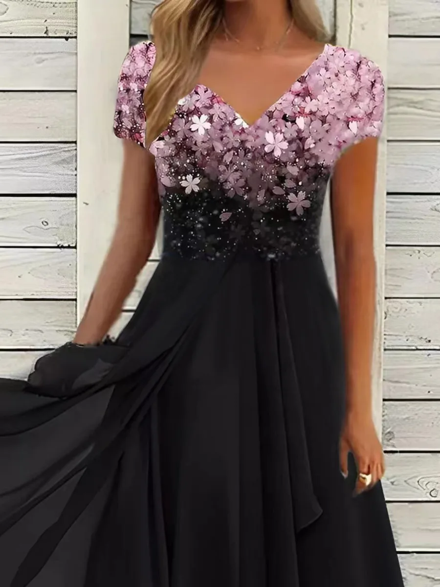 فستان نسائي شيفون أنيق مُزين بالدانتيل فستان طويل مقصوص فستان سهرة لوصيفة العروس Vestidos 2025 موضة النساء EVV8 #6