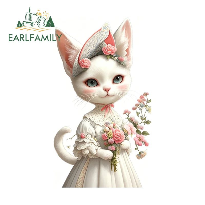 EARLFAMILY Princess Cat Car Sticker Fashionable Scratch-Proof Rear Windshield Vinyl Decal Computer Host Windshield Car Styling