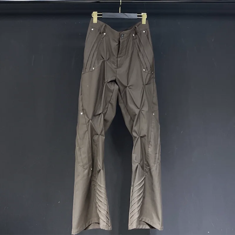 PFHQ Solid Color Men Pants American High Street Workwear Casual Multiple Design 2024 Solid Color Male Trousers 21Z5108