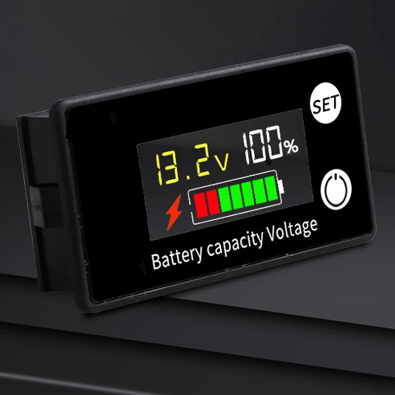 Battery Capacity Tester LCD Color Screen DC Voltmeter With Alarm Temperature Function For Electromobile 8-100V