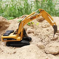 HUINA 1910 1/40 Large Metal Alloy Excavator Truck Car Model Toy 3 IN 1 Construction Cars Engineering Vehicle Gifts for Kids Boys