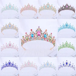 Lusso elegante corona di cristallo accessori per capelli Tiara per le donne partito colorato strass corona nuziale nuovi gioielli per capelli