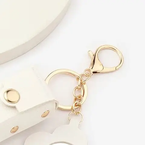 

Портативная кожаная помада, брелок для ключей, сумка, очаровательный креативный защитный чехол для губной помады с зеркалом, украшение для рюкзака, подарок