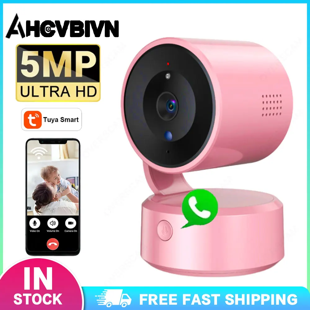 Cámara de Vigilancia WiFi Tuya 5MP para Bebés, con PTZ, Llamada con un Toque, Seguimiento Automático, Visión Nocturna en Color, Audio Bidireccional, Cámara para Mascotas, Vigilancia IP