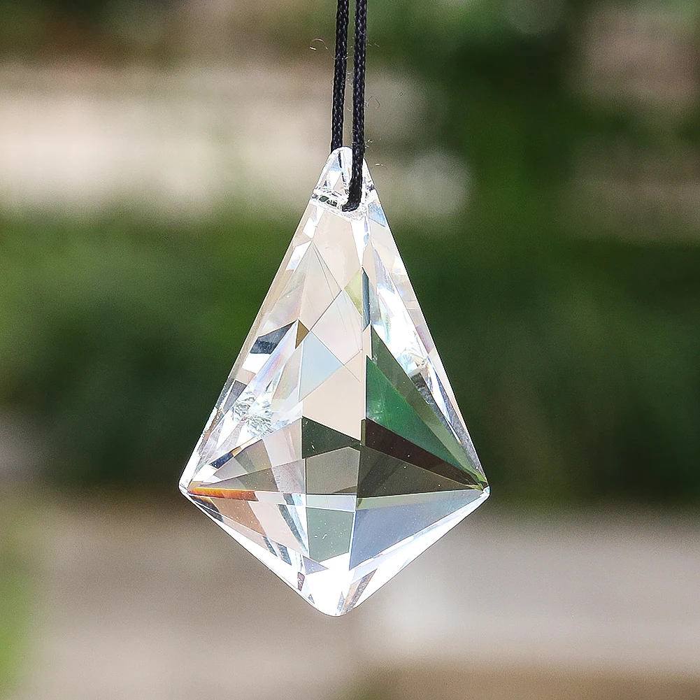 2pcs 50mm Crystal Clear Ox Horn Hanging Glass Prism Chandelier Pendant Fengshui Home Decoration Sun Catcher Wedding Accessories