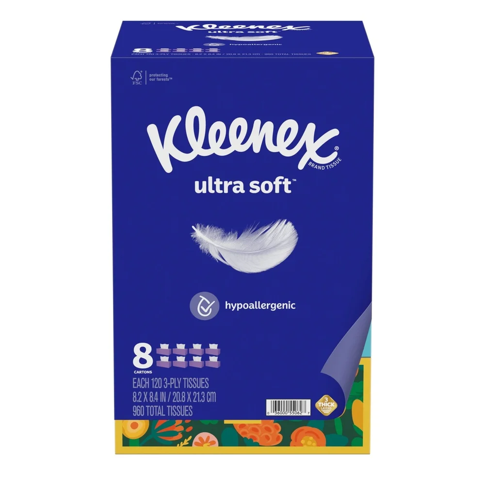 Fazzoletti per il viso ultra morbidi a 3 strati, 960 pezzi, lozioni ipoallergeniche, alle allergie, influenza fredda e uso quotidiano