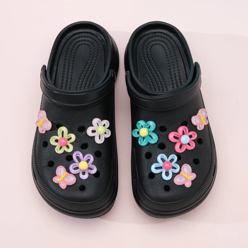 

10Pcs INS 3D Jelly Flower Butterfly Shoes Charms Removable Colorful Flower Shoes Accessories for Girls Summer Shoes DIY Gifts