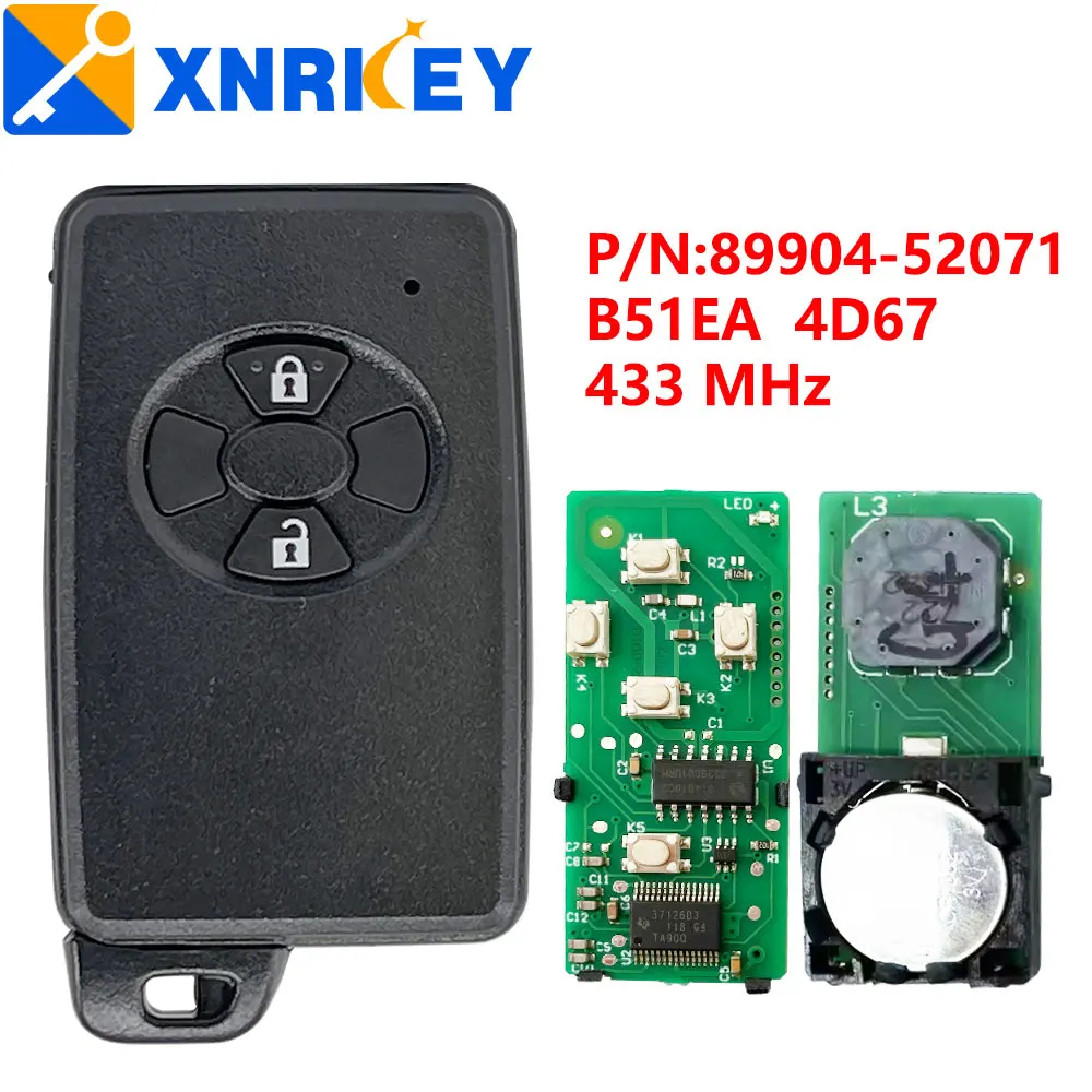 

XRNKEY B51EA Вторичный рынок, умная лампа с 2 кнопками для Toyota Corolla Auris Rav4 Yaris 2006 + 433 МГц 4D-71 DST40 89904-52