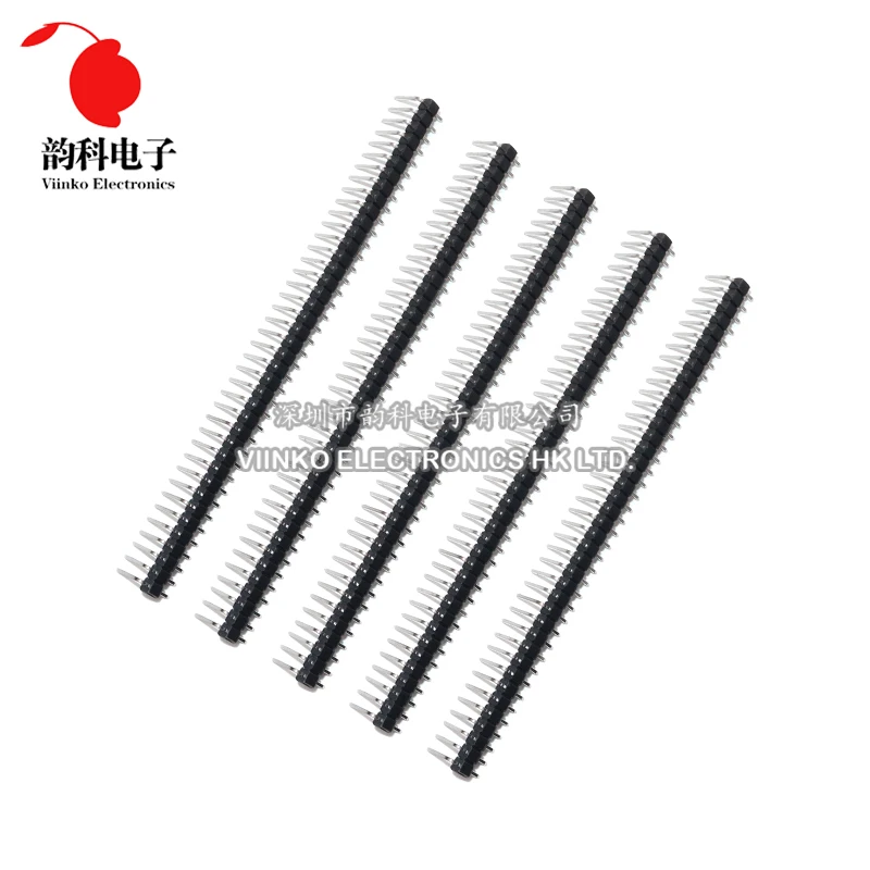 10pcs 40 Pin 1x40 Single Row Male 2.54mm Breakable Pin Header Right Angle Connector Strip bending