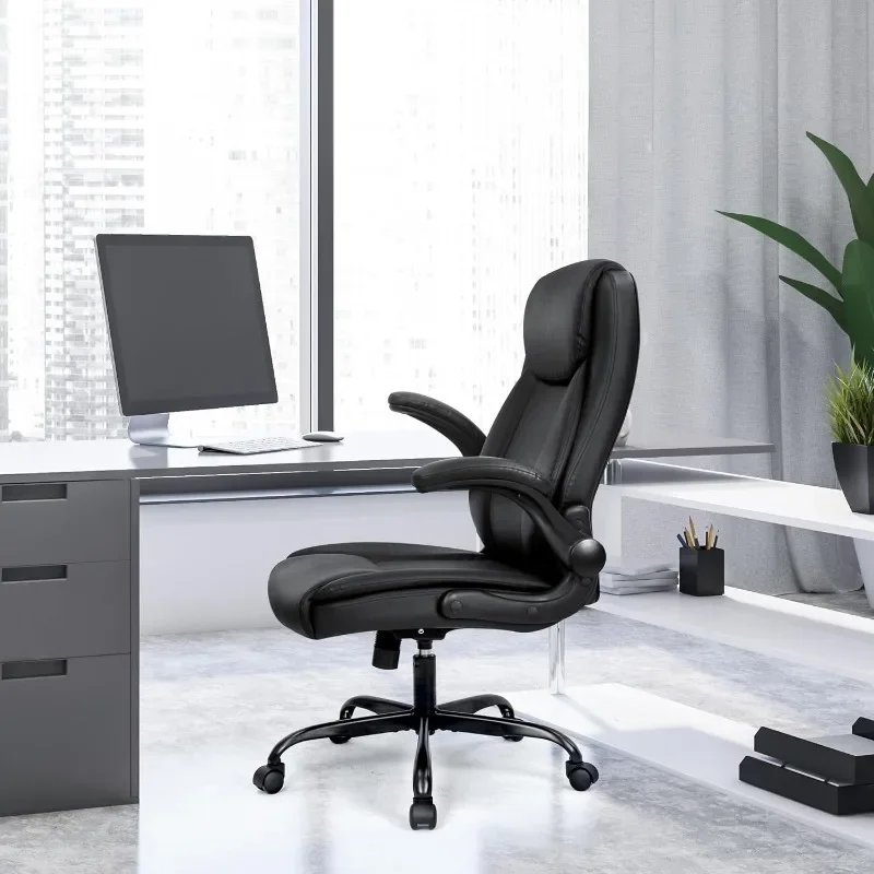 NEO CHAIR Ergonomic Office Chair PU Leather Executive High Back Computer Desk Chair Adjustable Height Flip-up