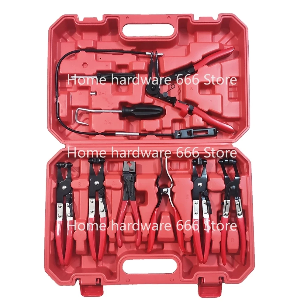 9Pcs Auto Hose Clamp Ring Plier Set Flexible Wire Cable Bend Type Remover Oil Seal Screwdriver Car Repairing Tools