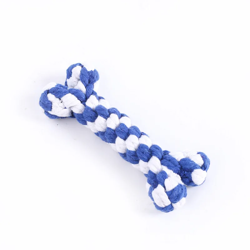 Dog Toys For Small Large Dogs Bones Shape Cotton Pet Puppy Teething Chew Bite Resistant Toy Pets Accessories Supplies 8 Colors