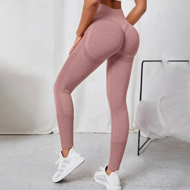 2025 New Seamless Peach Hip Yoga High Waist and Hip Lifting Chrysanthemum Peach Tight Elastic Women's Pants Outdoor Sports