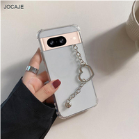 Clear Transparent Wrist Strap Case For Google Pixel 8 Pro 7 7A 6 Love Heart Bracelet Soft Cover For Pixel 6Pro 6A 5 5A 4 XL 5G