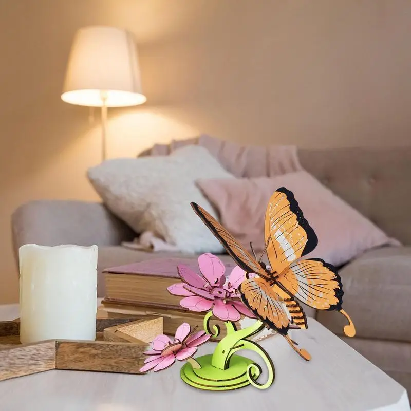 DIY 3D Wooden Butterfly Puzzle Educational STEM Toy Manual Assembly Brain Teaser Puzzle Model Easy Punch Out Wood For Kid Adults