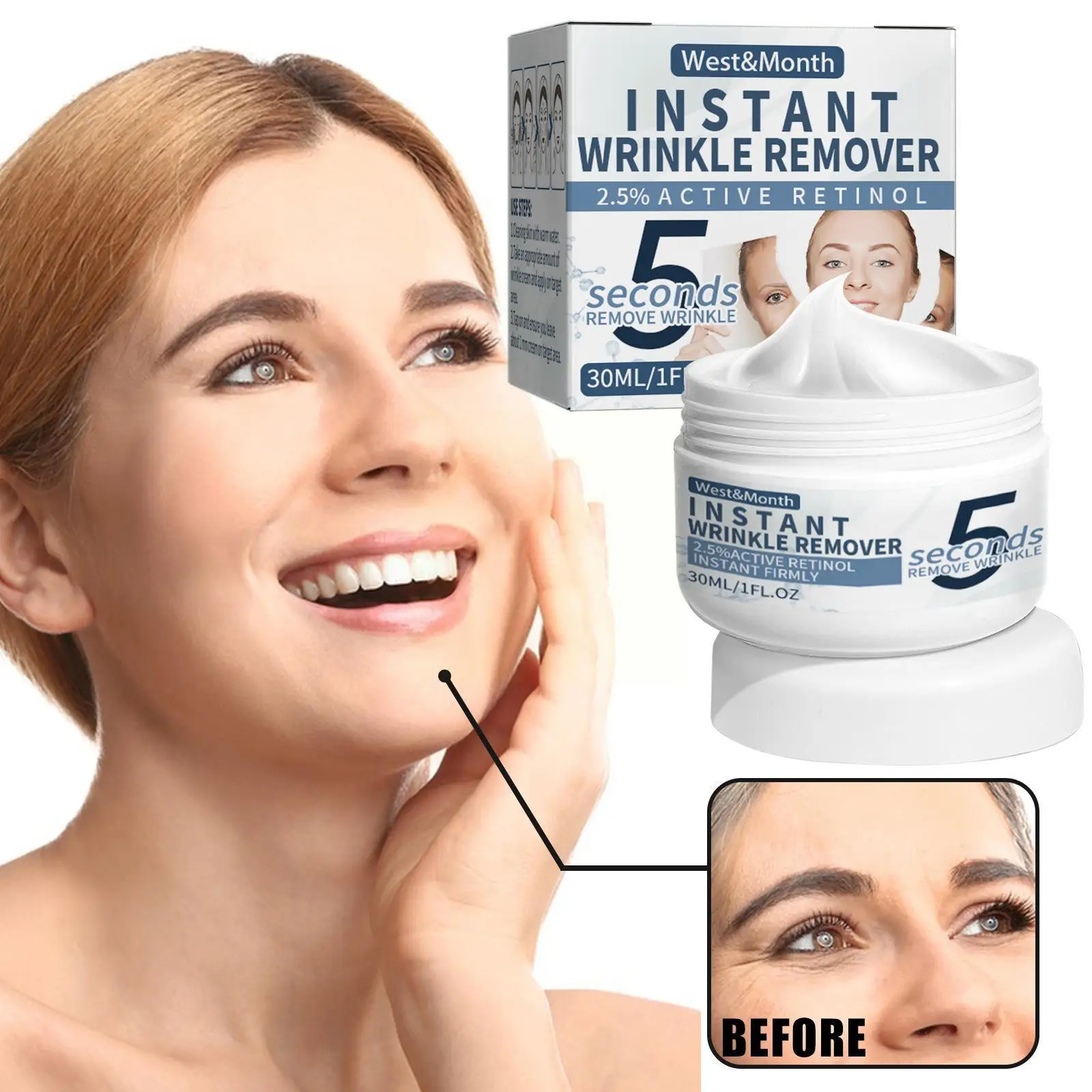 Crème anti-déformable instantanée pour le visage, anti-âge, raffermissant, lifting, ligne de décoloration, soins de la peau fine, cosmétiques hydratants, 5 secondes, X7C3