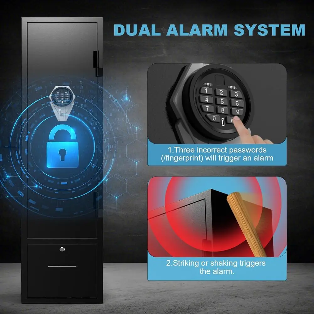 Digital Rifle and Pistol Safes with Quick Access, Drawers, Dual Alarm System, and Mute Shotgun Safe Features