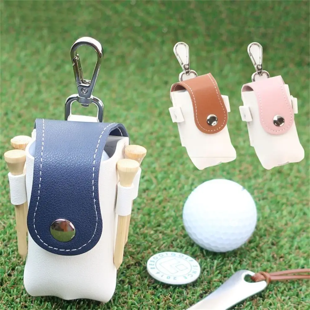 

Mini Golf Ball Waist Bag PU Leather Waterproof Golf Belt Bag 2 Balls with Golf Tee Clip Golf Ball Container Golf Course