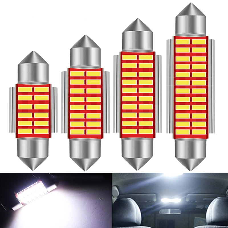 2pcs C5W C10W Festoon 31MM 36MM 39MM 41MM 42MM 6411 6418 Led Bulb Canbus Car Interior Dome Light Reading Light DC 12V Diode Lamp